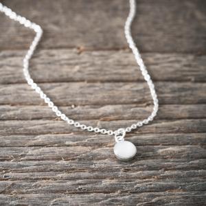 Halsband silver, Vit månsten - by faith