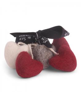 Tovade småhjärtan, rött/grått/vitt (set om 6) (11129) - Én Gry & Sif