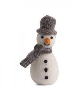 Tovad snögubbe med grå hatt och halsduk - En Gry & Sif