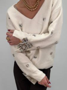 Stickad Tröja med hjärtan, Vit Sonja - Gemini       BERÄKNAD LEV: JAN/FEB