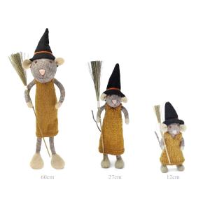 Söt tovad vit mus med en gul klänning och en kvast (20823) - Én Gry & Sif