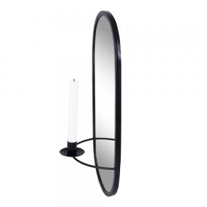 Spegel med Ljushållare Svart - Strömshaga
