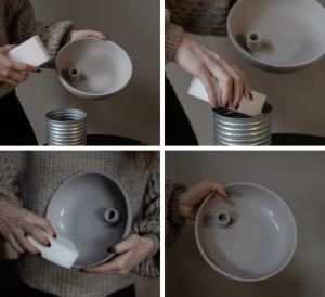 Svamp för rengöring av oglaserade keramikprodukter