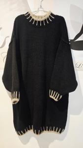 Tröja / Tunika, Svart med ljusa stickningar, Signe - Soulful Fashion