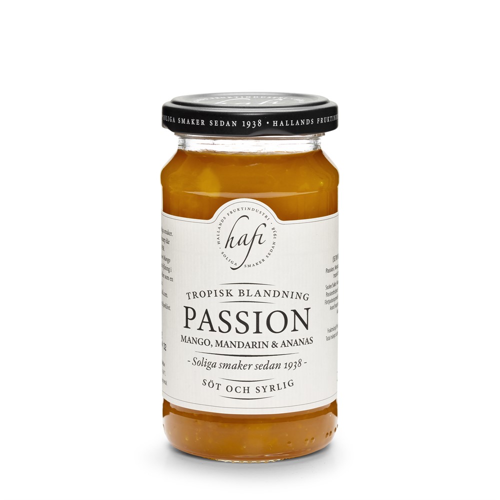 Sylt med smak av passion, mango, mandarin och ananas - Hafi