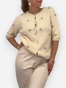 Kofta med hjärtan, Creme / Taupe Minna - Gemini