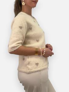 Kofta med hjärtan, Creme / Taupe Minna - Gemini