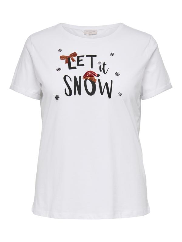 Vit Jult-shirt med text "Let it snow"- ONLY Carmakoma