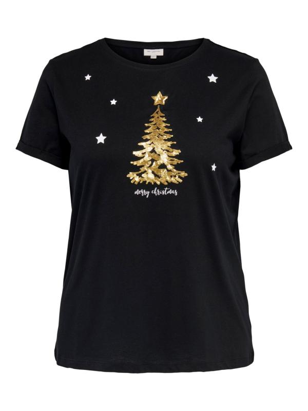 Svart Jult-shirt med guldgran - ONLY Carmakoma