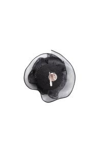 Klämma / Brosch, Svart Blomma - Black Colour