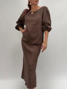 Linnetopp med puffärm, Brun Siri - Gemini     BERÄKNAD LEV: MARS