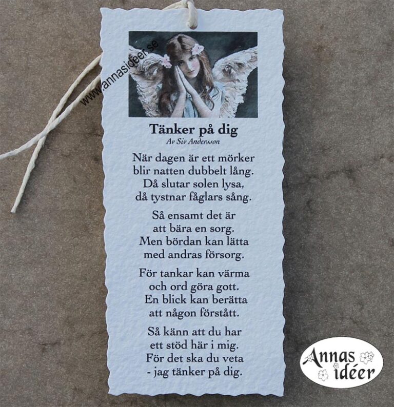 Diktkort - Tänker på dig (flicka/ängel)
