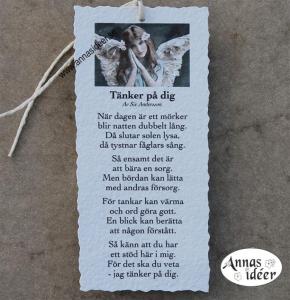 Diktkort - Tänker på dig (flicka/ängel)