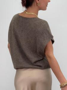 Stickad väst med guldknappar, Taupe Sanna - Gemini    BERÄKNAD LEV: JAN/FEB