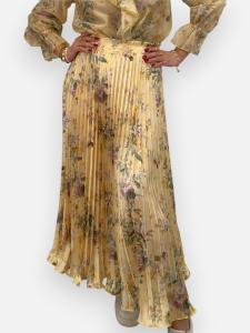 Kjol, Plisserad Gul Blommig, Telma - Gemini