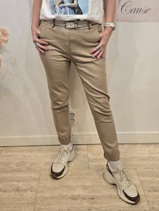 Fejk läder byxa, Beige (Minnea) - Soulful Fashion