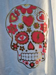 T-shirt Dödsskalle, vit - Rough & Rose
