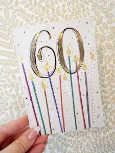 60 - dubbelt gratulationskort med höga ljus, Pictura