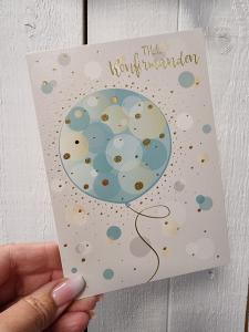 Till konfirmanden - Dubbelt kort med stor ballong och detaljer i guld