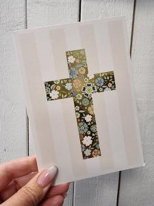 Konfirmationskort - Dubbelt kort med ränder och kors