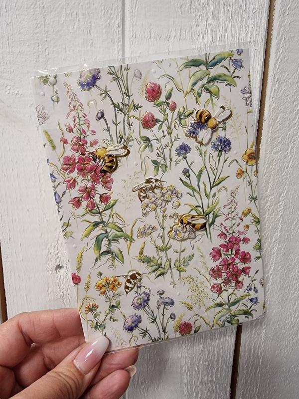 Dubbelt kort med sommarblommor och bin, Pictura