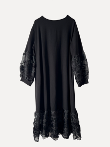 Klänning med spetsdetaljer, Svart, Angela - Reunion