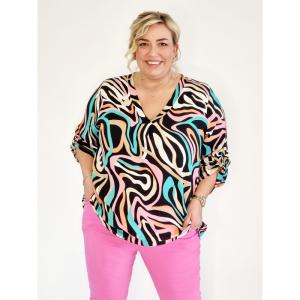 Tunika / Topp, Svart Multi, Erika (Plus Size) - Cat & Co