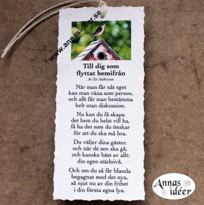 Diktkort - Till dig som flyttat hemifrån
