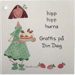 Hipp hipp hurra, Grattis på din dag - Dubbelt kort , 7,5x7,5 cm (TJ Produktion)