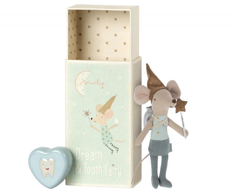 Tooth fairy mouse in matchbox - Blue - Maileg