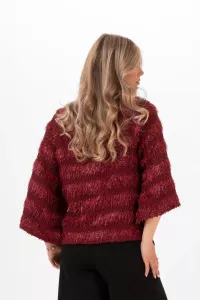 Tröja, Stickad med randig effekt, Burgundy Malvah - Capri Collection