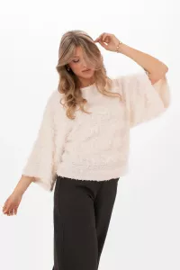 Tröja, Stickad med randig effekt, Creme Malvah - Capri Collection