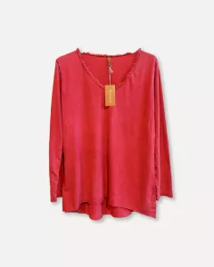 T-shirt Lång ärm, Röd, Laila - Reunion