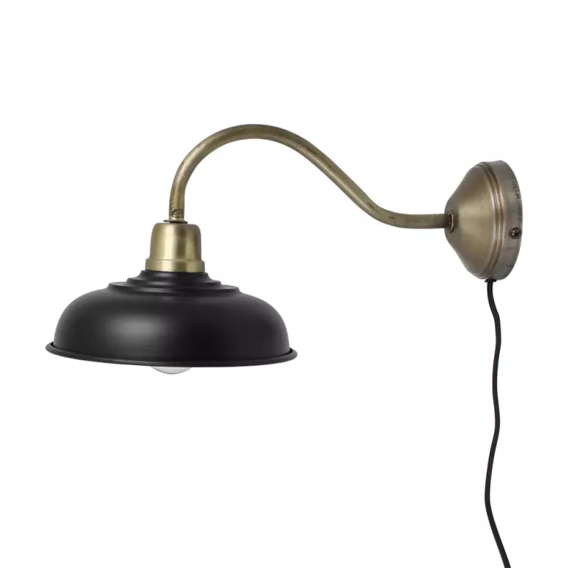 Vägglampa Birgith Antik Svart, Antik Mässing - Strömshaga