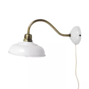 Vägglampa Birgith Antik Vit, Antik Mässing - Strömshaga