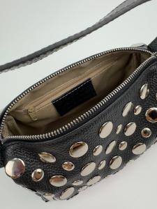 Väska i skinn, Svart med nitar, Epona - Gemini