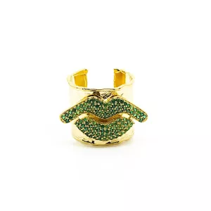 Ring Cheilia Grön, Läppar Guld – 7EAST