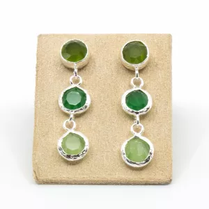 Örhänge Tripple Tau, Jade Silver – 7EAST