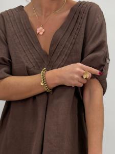 Linneklänning med v-hals, Brun Wendy - Gemini     BERÄKNAD LEV: MARS