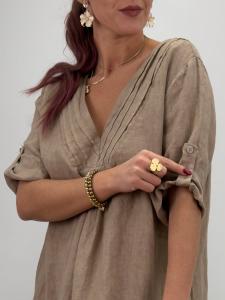 Linneklänning med v-hals, Taupe Wendy - Gemini     BERÄKNAD LEV: MARS