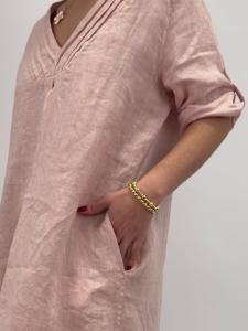 Linneklänning med v-hals, Ljusrosa Wendy - Gemini     BERÄKNAD LEV: MARS