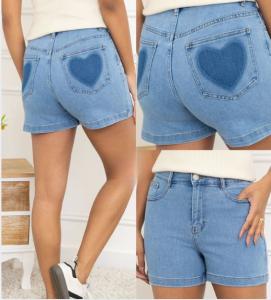 Jeansshorts med hjärta, Olivia - Caramelle Fashion