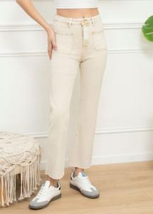 Beige tvättade jeans, Meja - Caramelle Fashion