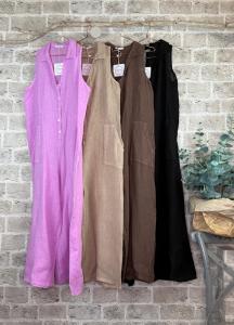 Jumpsuit i linne, Svart Elin  - Cabana Living