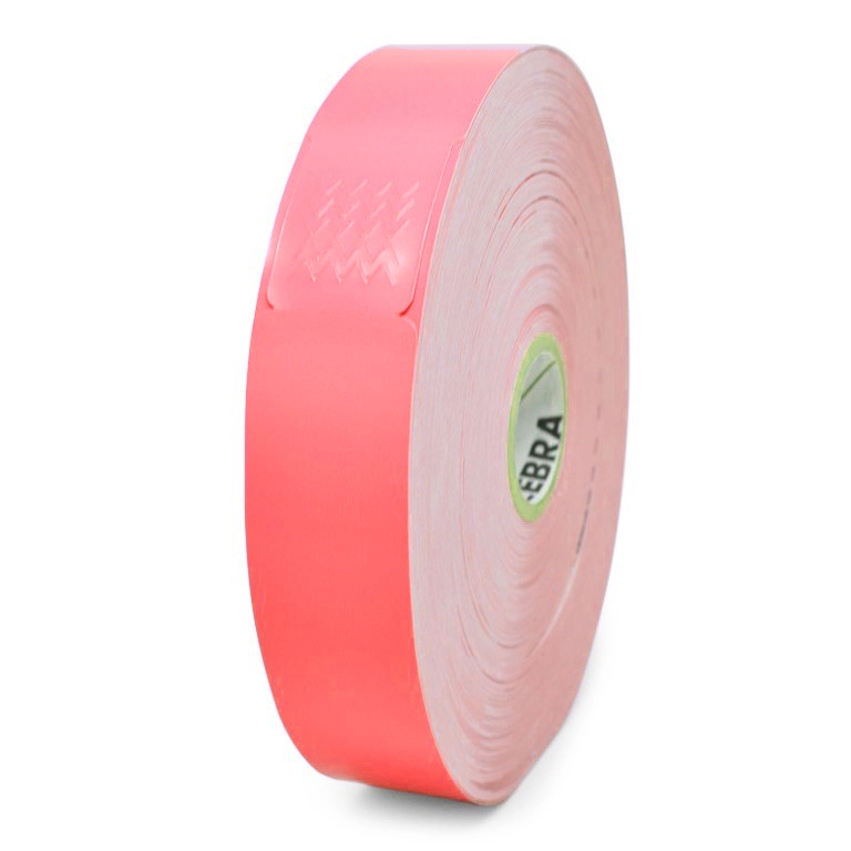 Festivalarmband på rulle, för vanliga etikettskrivare, Röd, Endagsband, 350 band/rulle, Zebra Z-Band Fun