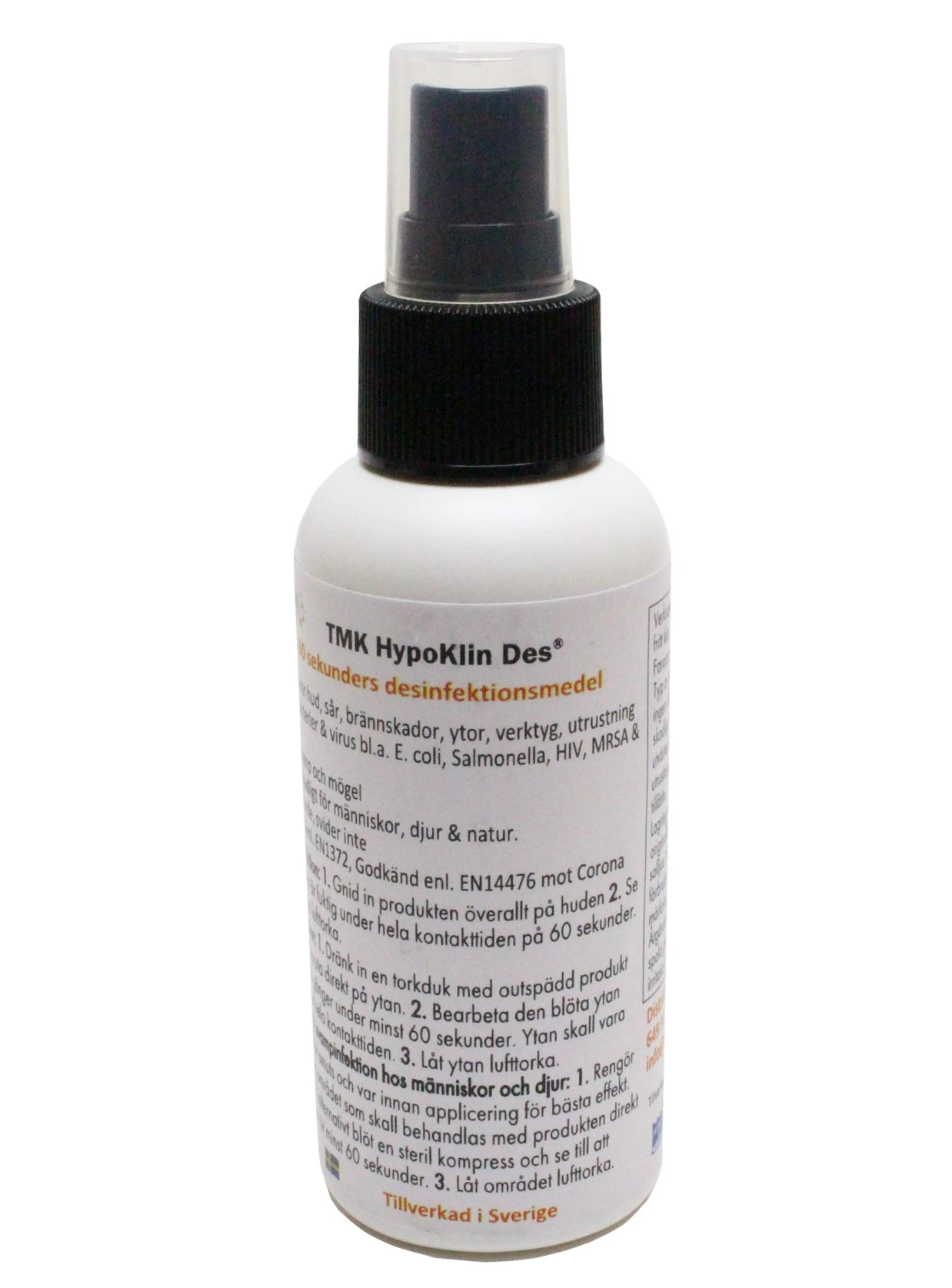 Desinfektionsmedel och rengöringsmedel, Tillverkad i Sverige, Sprayflaska, 100 ml, HypoKlin Des®