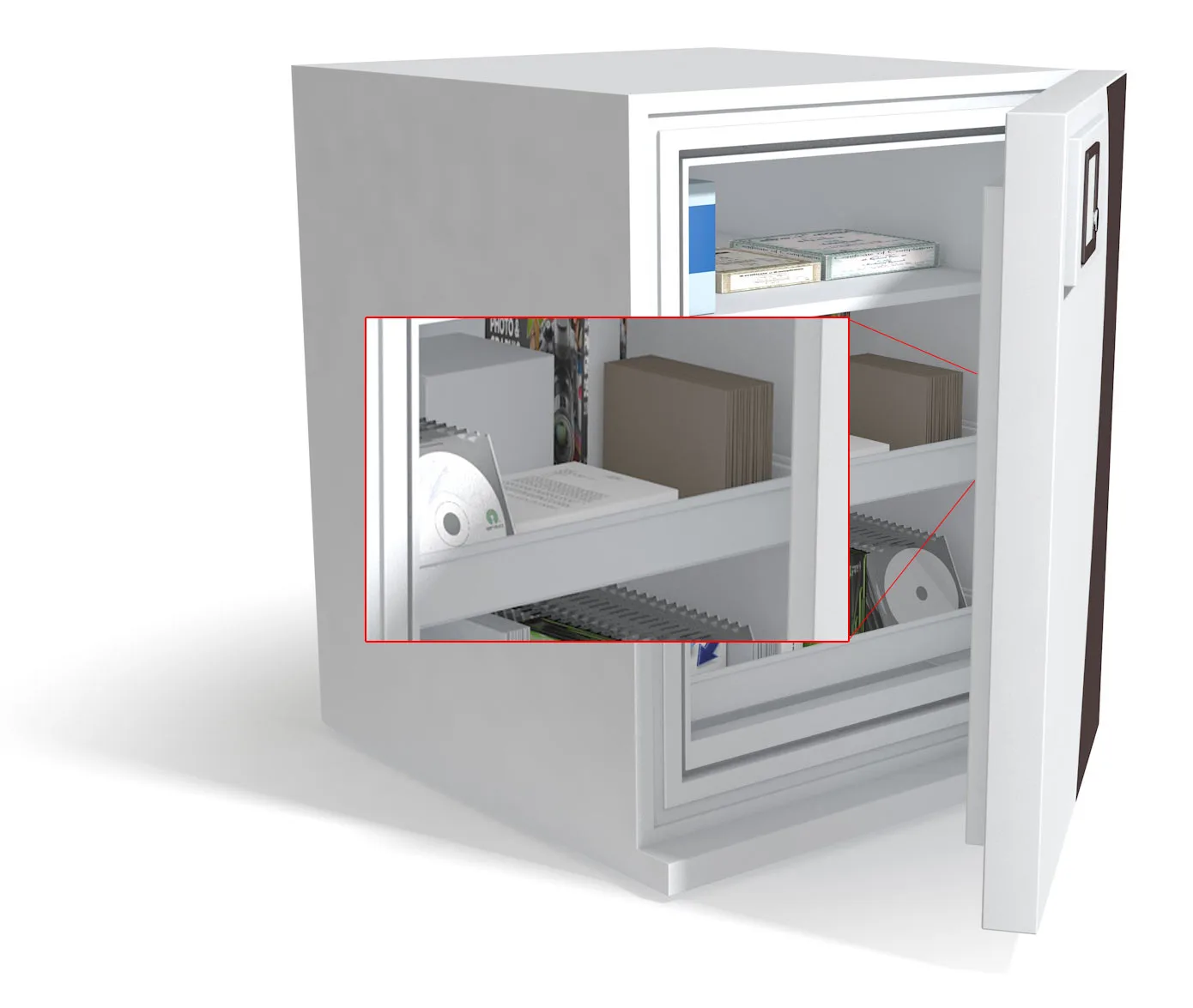 Utdragbar låda till datamediaskåp Dataguard 80