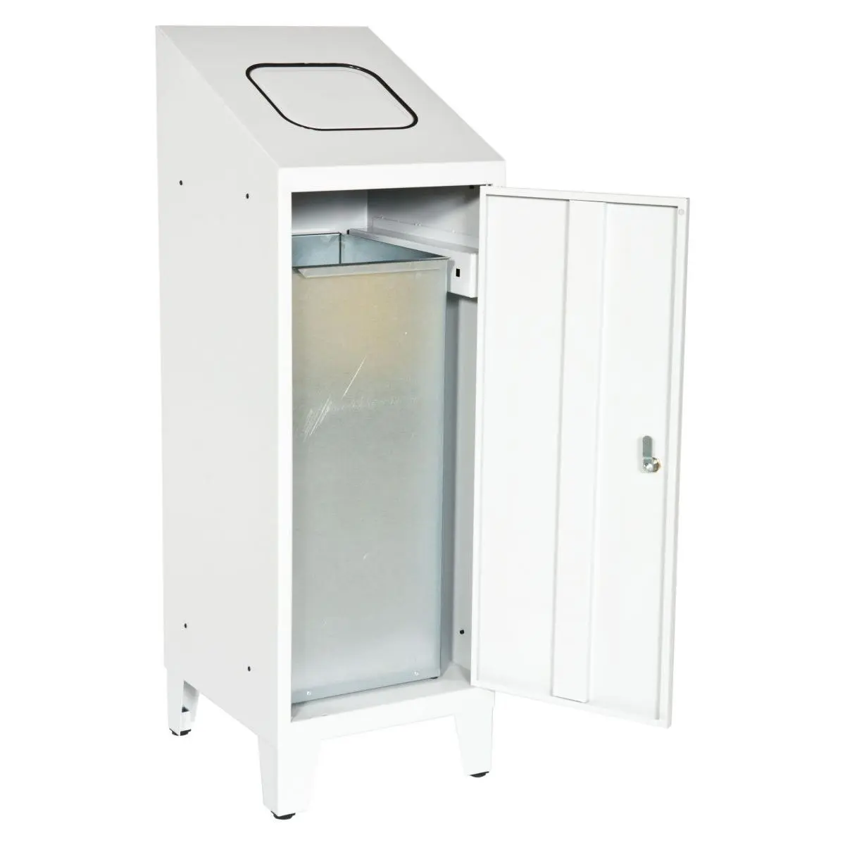 Källsorteringsskåp i plåt, 1 inkast, Hänglås, Ordi-421