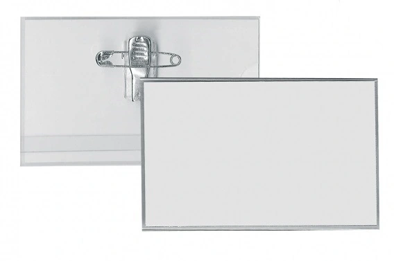 ID-kortshållare med säkerhetsnål och krokodilklämma, Papperslapp medföljer, Förpackning 100 st