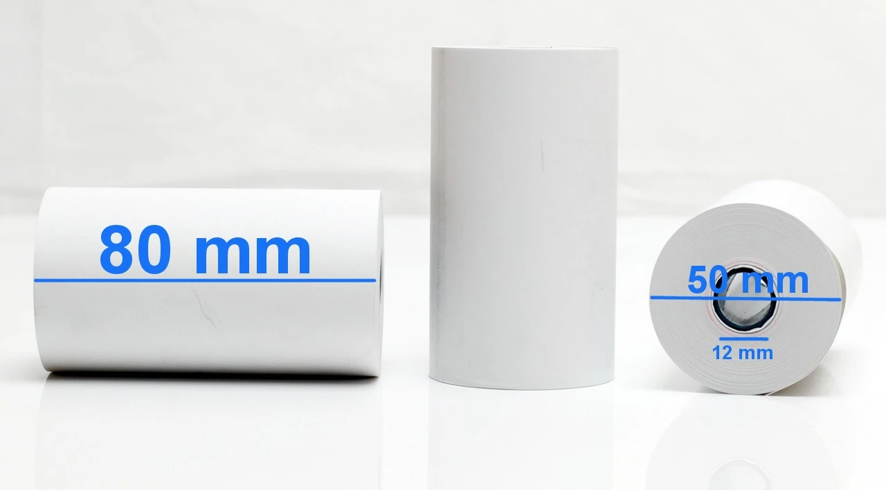 Kvittorullar, Kvittopapper, Bredd: 80 mm, Längd: 25 m